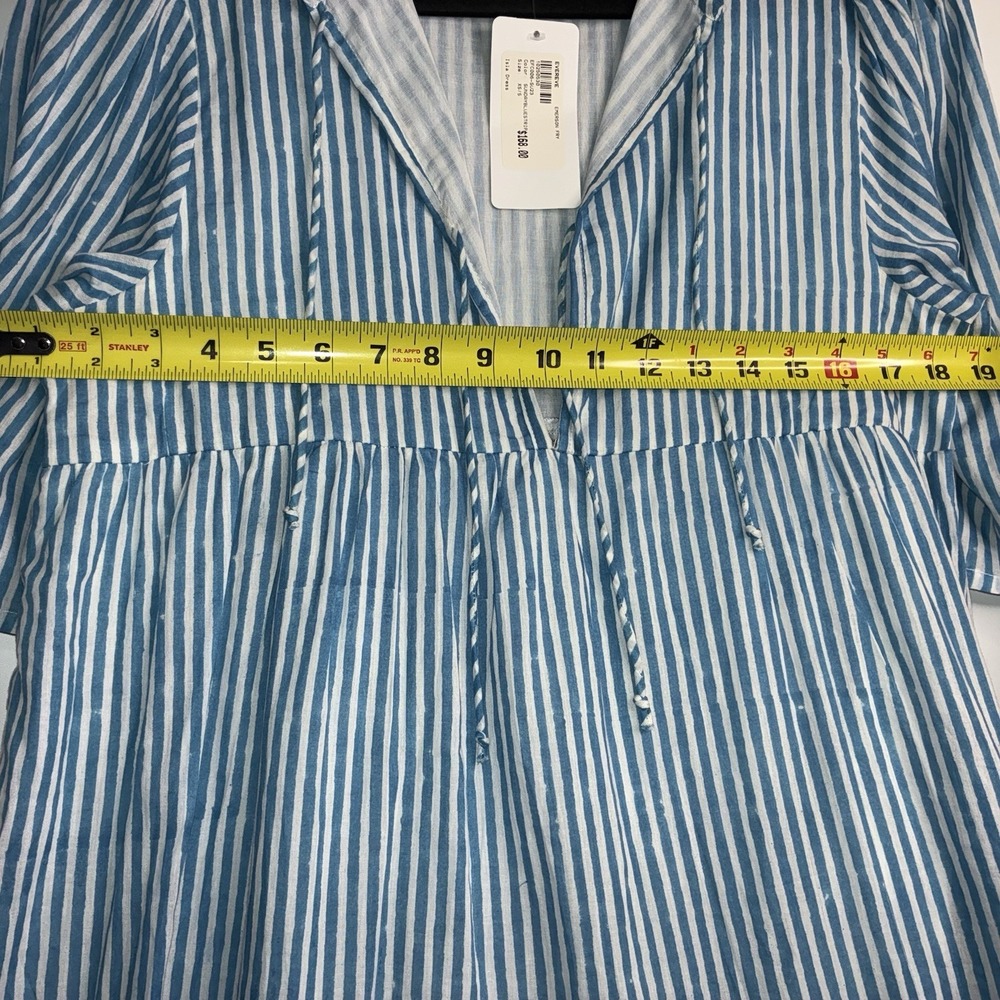 India Collection Emerson Fry Isla Dress Sunday Stripe Blue White Tiered Mini XS - Picture 6 of 8